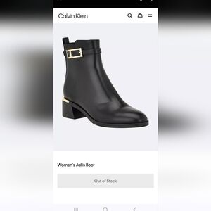 Calvin Klein Black Ankle Boot with Gold Accent